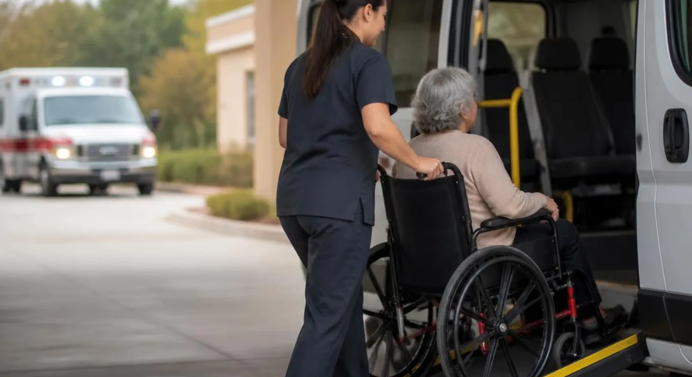 Ambulatory passenger preparing for a scheduled non-emergency ride