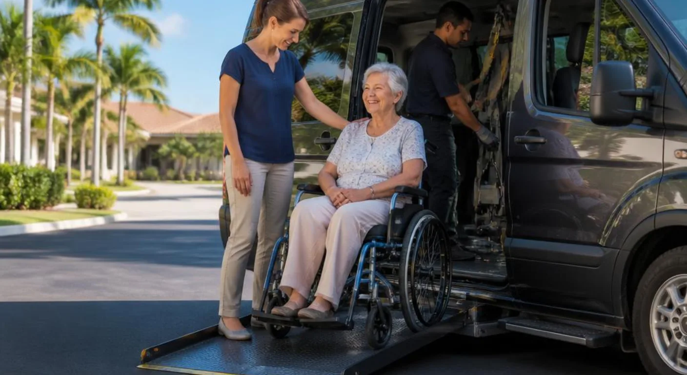Caregiver accompanying a passenger for scheduled medical transportation