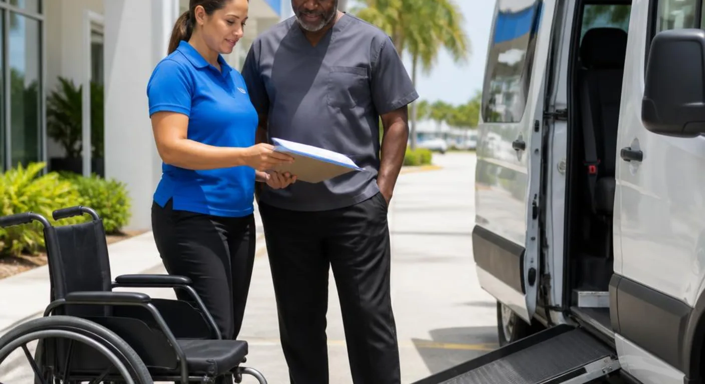 Swift Care medical transportation vehicle prepared for a scheduled ride