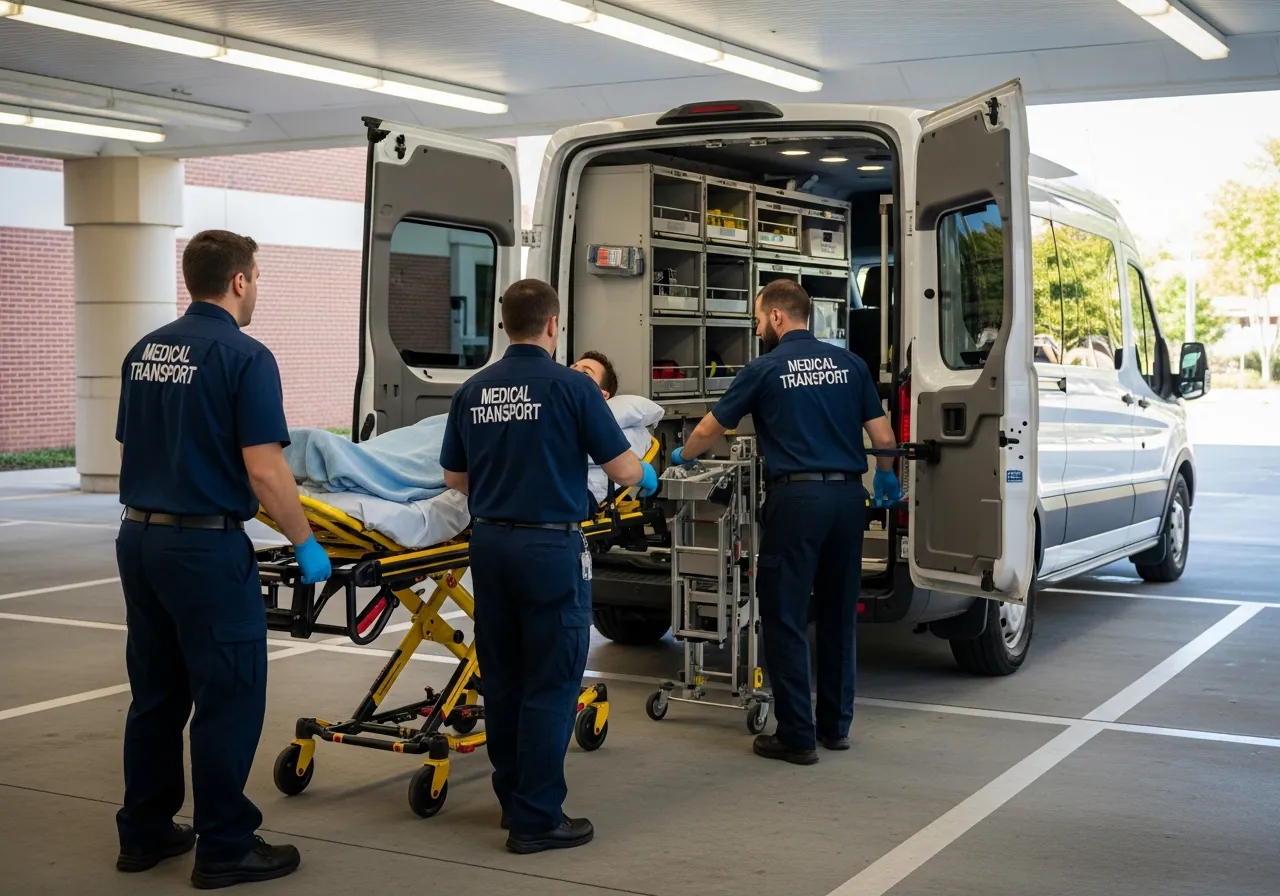 Long distance medical transport interior
